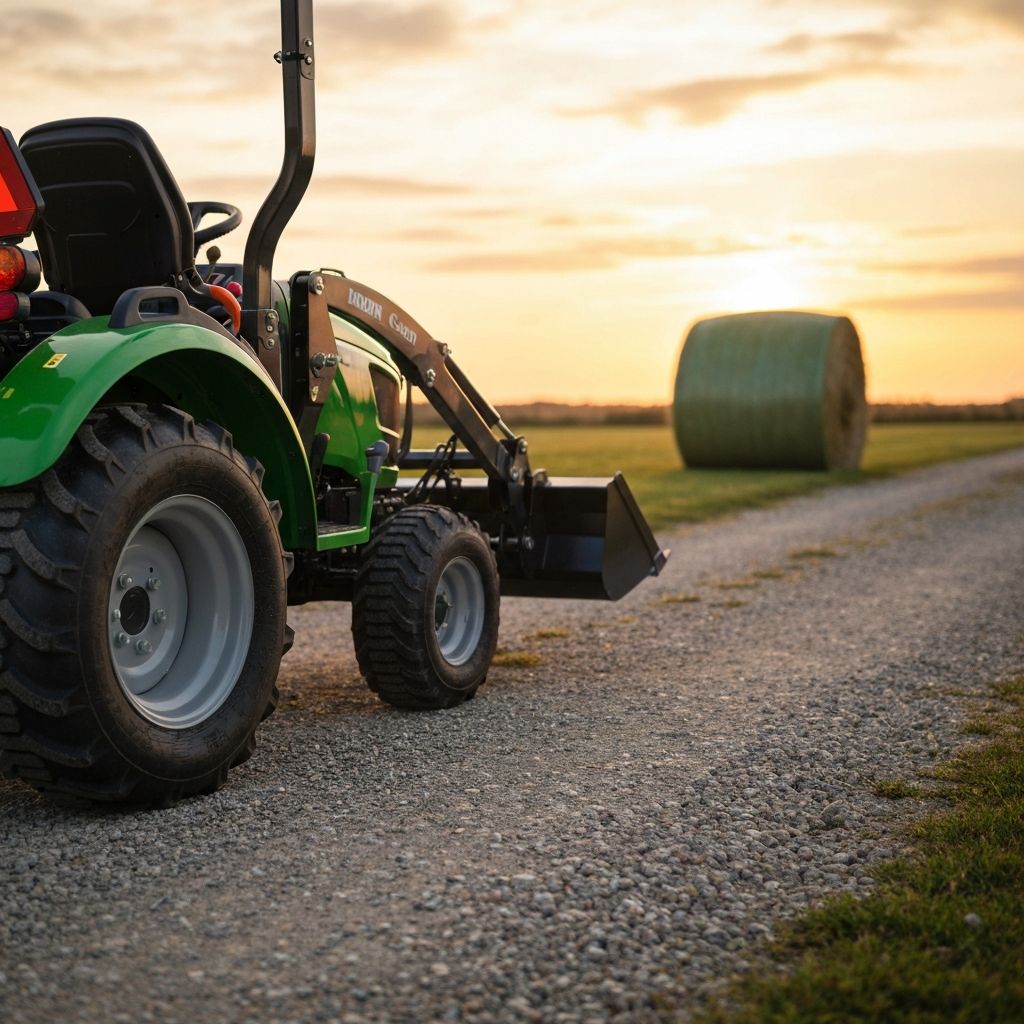 Sub-compact tractor loader work with rear ballast for stability