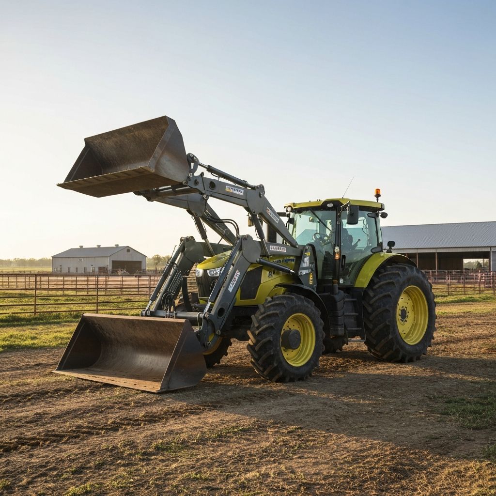 Large agricultural tractor working on a farm